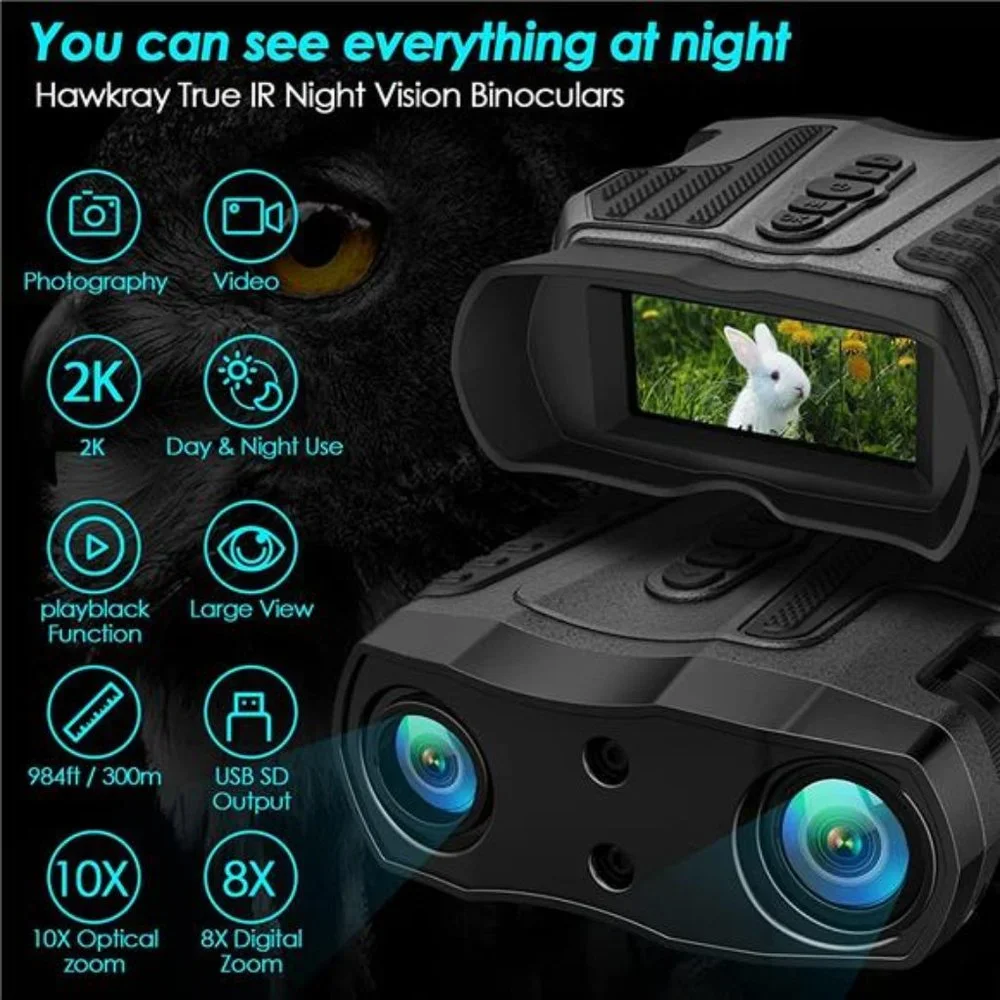 Night Vision Goggles-4K Ultra HD, 80x Magnification with 64GB Micro SD Card